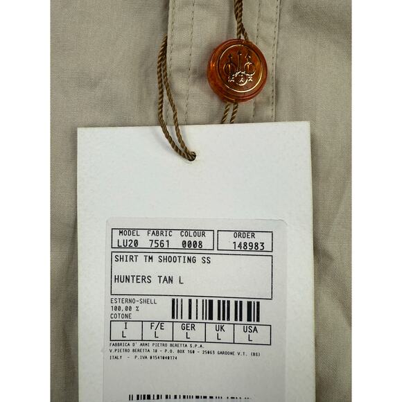 Beretta TM Shooting Shirt Mens L Tan Short Sleeve Mesh Vent Outdoor Hunting Top - Picture 4 of 9